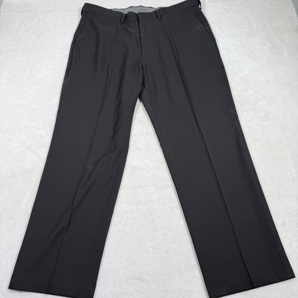 Haggar Mens Classic Fit Dress Pants Black 38x30 Polyester Recycled Blend